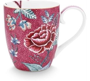 Pip Studio Mug XL Flower Festival Dark Pink 450ml