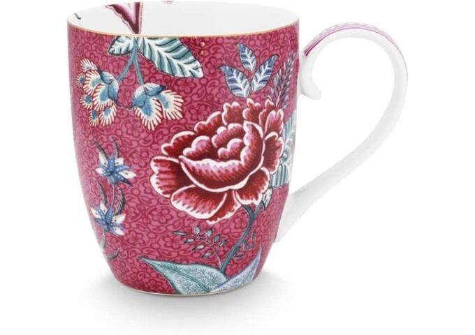 Pip Studio Mug XL Flower Festival Dark Pink 450ml