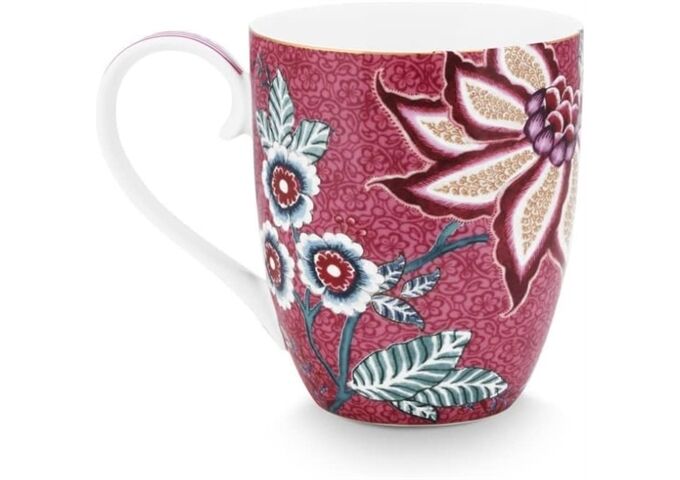 Pip Studio Mug XL Flower Festival Dark Pink 450ml