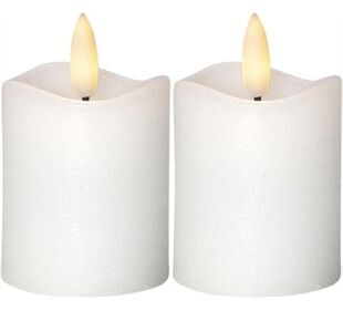 BEST SEASON Kerze Flamme LED mit Timer 5x7,5cm wei