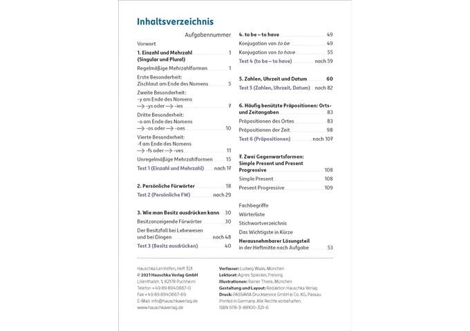 Hauschka Verlag Wichtige Grammatikbereiche. Englisch 5. Klasse, A5