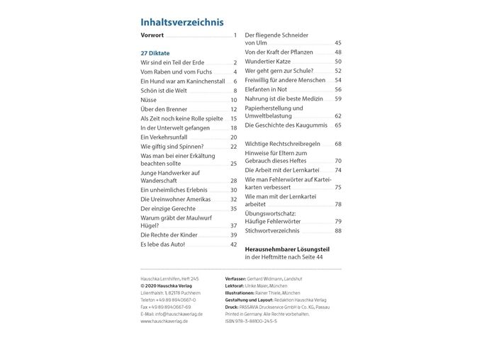 Hauschka Verlag Diktate 5./6. Klasse, A5- Heft