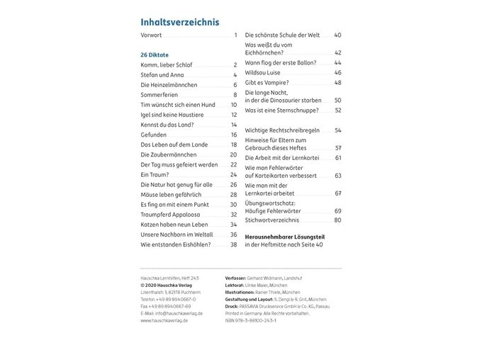 Hauschka Verlag Diktate 3./4. Klasse, A5- Heft
