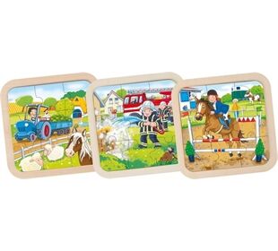 Goki Einlegepuzzle Bauernhof, Feuerwehr