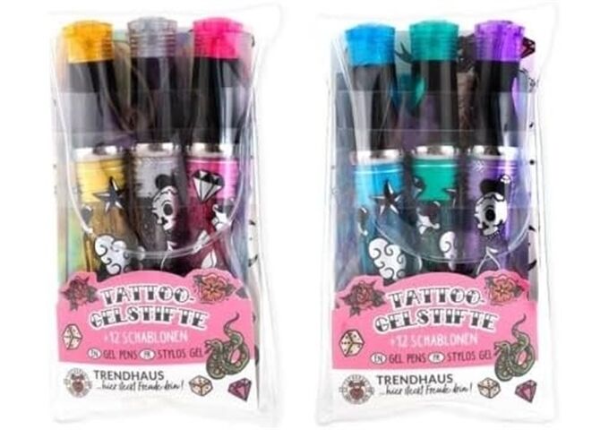 TRENDHAUS Gelkugelschreiber Tattoo sortiert