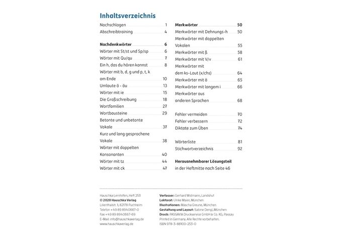Hauschka Verlag Rechtschreiben und Diktate 3. Klasse, A5- Heft