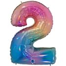Karaloon Folienballon Zahl 2 Regenbogen 102cm