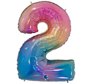 Karaloon Folienballon Zahl 2 Regenbogen 102cm