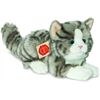 Teddy-Hermann Katze liegend grau, ca. 20cm