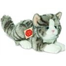 Teddy-Hermann Katze liegend grau, ca. 20cm