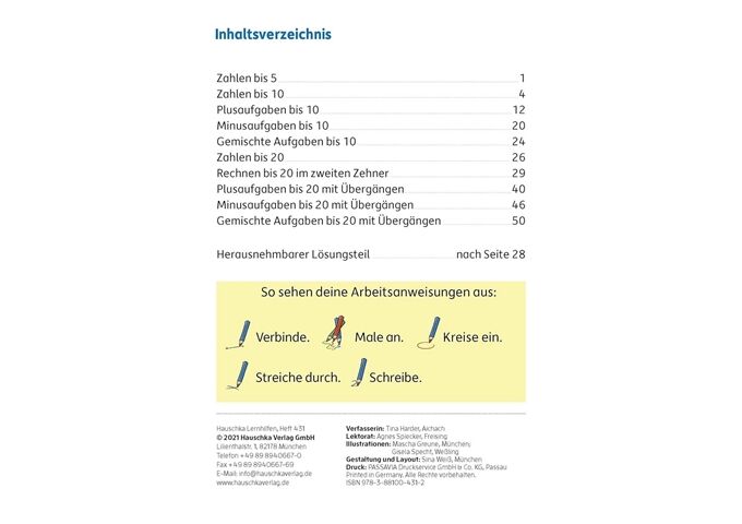 Hauschka Verlag Mein Übungsheft Rechnen-1.Klasse