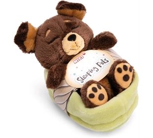 Nici Kuscheltier Hund braun 12cm schlafend grün