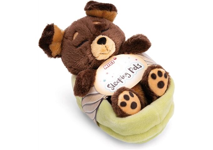 Nici Kuscheltier Hund braun 12cm schlafend grün