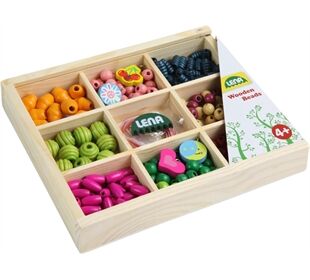 LENA® LENA Bastelset Holz-Fädelperlen inkl, Kassette, #