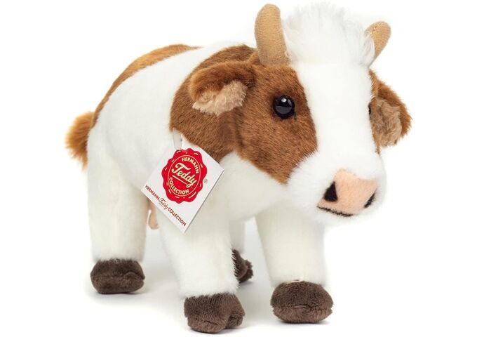 Teddy-Hermann Kuh braun-weiß stehend, ca. 23cm