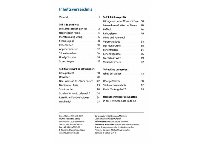 Hauschka Verlag Besser lesen 4. Klasse, A5- Heft