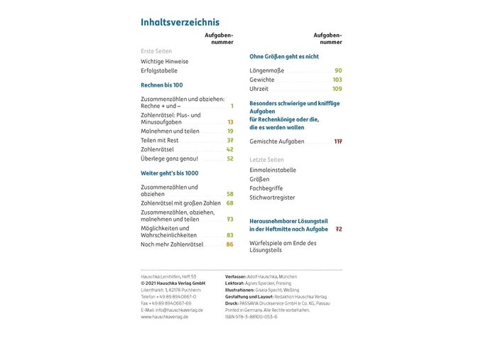 Hauschka Verlag Textaufgaben 3. Klasse, A5- Heft