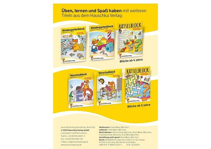Hauschka Verlag Kindergartenblock -Schneiden,kleben,basteln