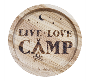 holzpost Untersetzer aus EICHE "Live Love Camp"