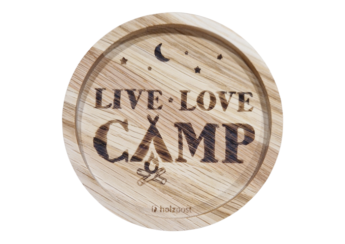 holzpost Untersetzer aus EICHE "Live Love Camp"