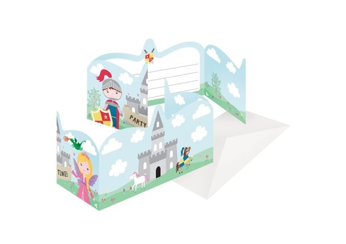 amscan Einladung 8ST Princess & Knight sort.