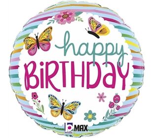 Karaloon Folienballon Schmetterlinge Happy Birthday