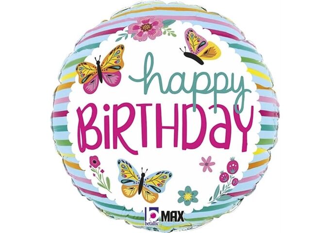 Karaloon Folienballon Schmetterlinge Happy Birthday