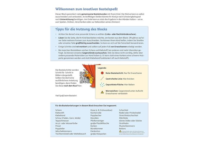 Hauschka Verlag Lass uns basteln - Bastelbuch ab 4 Jahre-Wilde Tie