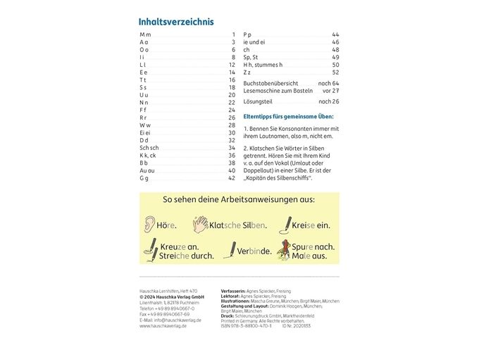 Hauschka Verlag Mein Übungsheft Lesen - 1 Klasse: Vom Buchstaben