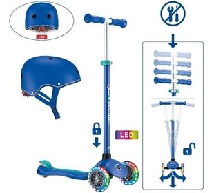 Globber GLOBBER PRIMO PLUS LIGHTS incl. Helm, blau-türkis