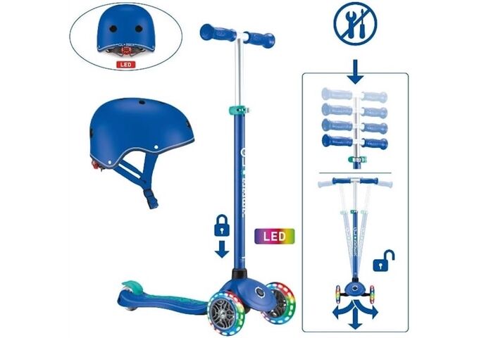 Globber GLOBBER PRIMO PLUS LIGHTS incl. Helm, blau-türkis