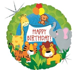 Karaloon Folienballon Dschungel Happy Birthday, 46cm