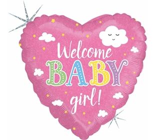 Karaloon Folienballon Welcome Baby Girl, 46cm