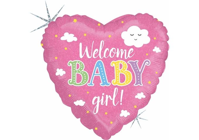 Karaloon Folienballon Welcome Baby Girl, 46cm