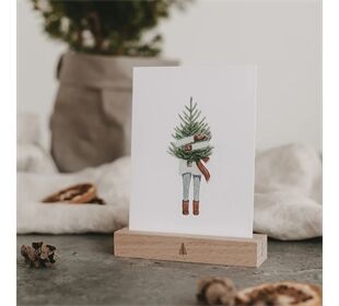 Eulenschnitt Aquarellkarte Christmas Girl