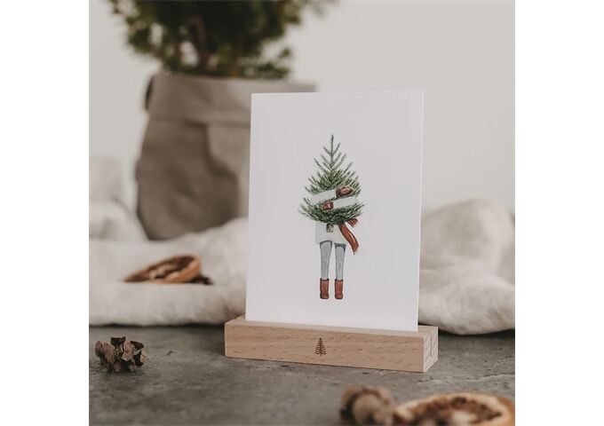 Eulenschnitt Aquarellkarte Christmas Girl