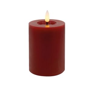 Candela LED Stumpenkerze Echtwachs Winter Red 7,5x10 cm