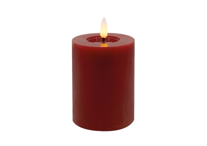Candela LED Stumpenkerze Echtwachs Winter Red 7,5x10 cm