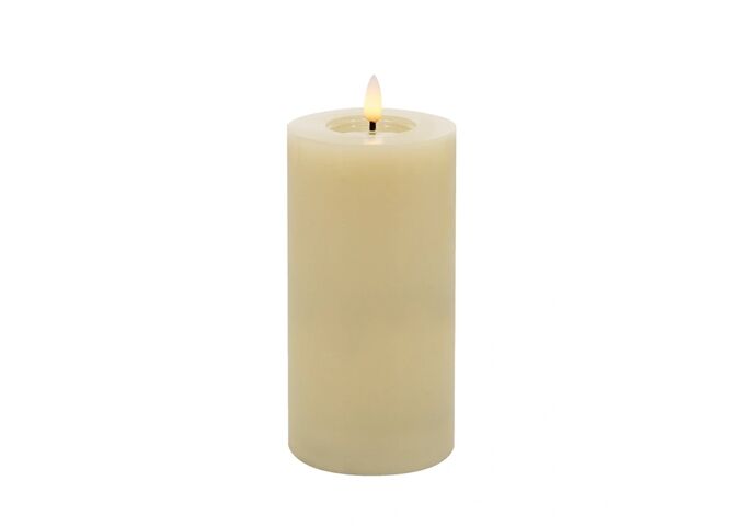 Candela LED Stumpenkerze Echtwachs Winter Cream 7,5x15 cm
