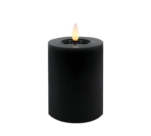 Candela LED Stumpenkerze Echtwachs Winter Black 7,5x10 cm