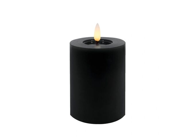 Candela LED Stumpenkerze Echtwachs Winter Black 7,5x10 cm