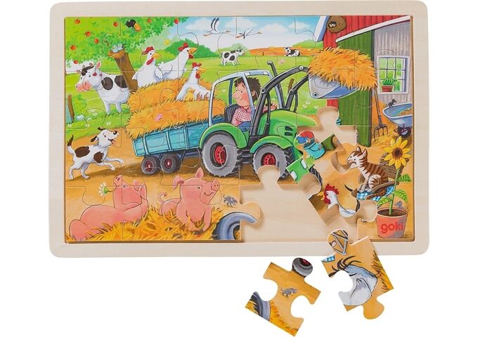 Goki Einlegepz kleiner Traktor 24 Teile