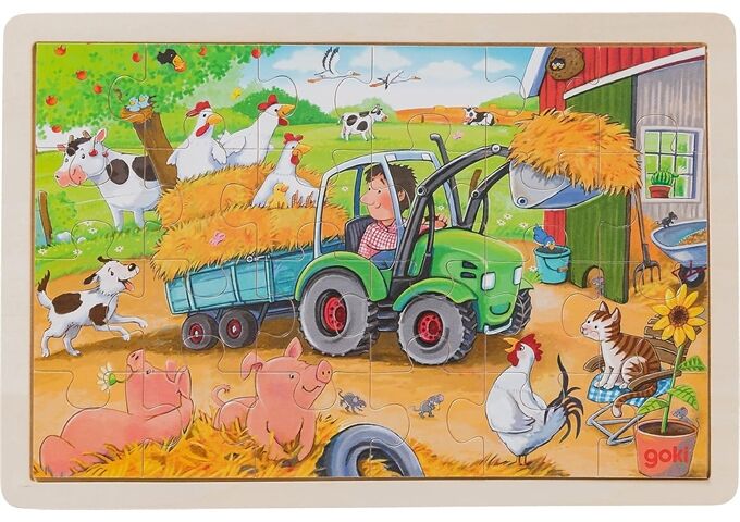 Goki Einlegepz kleiner Traktor 24 Teile