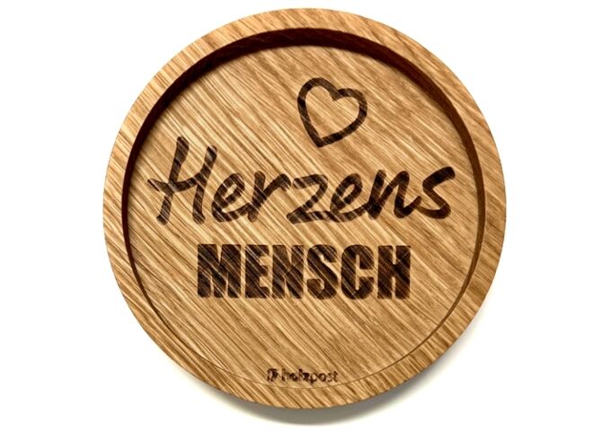 holzpost Untersetzer aus EICHE "Herzensmensch"