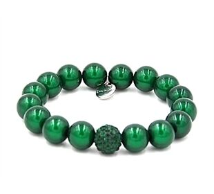 Ella in Love Perlenarmband 12mm dunkelgrün kugel