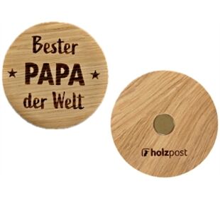 holzpost Magnet aus EICHE "Bester Papa der Welt"