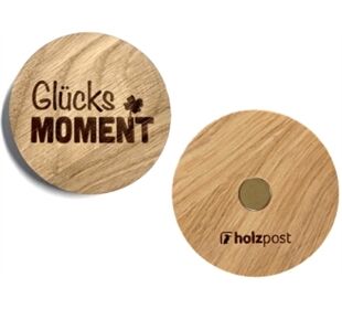 holzpost Magnet aus EICHE "Glücksmoment"