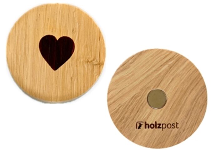 holzpost Magnet aus EICHE "Herz"