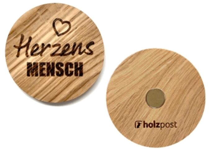 holzpost Magnet aus EICHE "Herzensmensch"