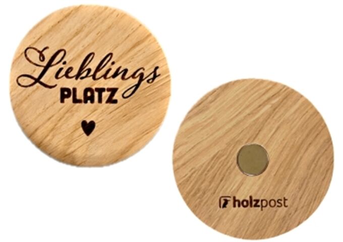 holzpost Magnet aus EICHE "Lieblingsplatz"